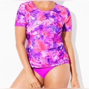 Swimsuits For All Vibrant Chlorine Resistant Swim Tee Sz 26 
Tie Dye Womens